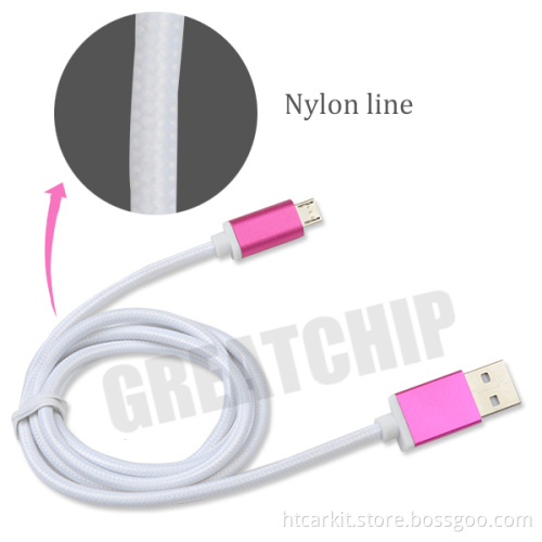 2016 High quality metal shell nylon sleeving usb cable micro usb data charging cable for mobile phone